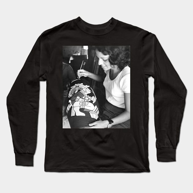 Vintage Photo of Woman Painting Pottery Long Sleeve T-Shirt by In Memory of Jerry Frank